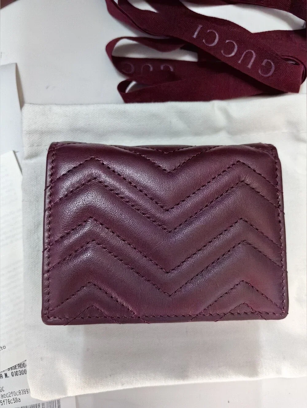 Gucci Marmont Quilted Leather Card Case Wallet in Burgundy